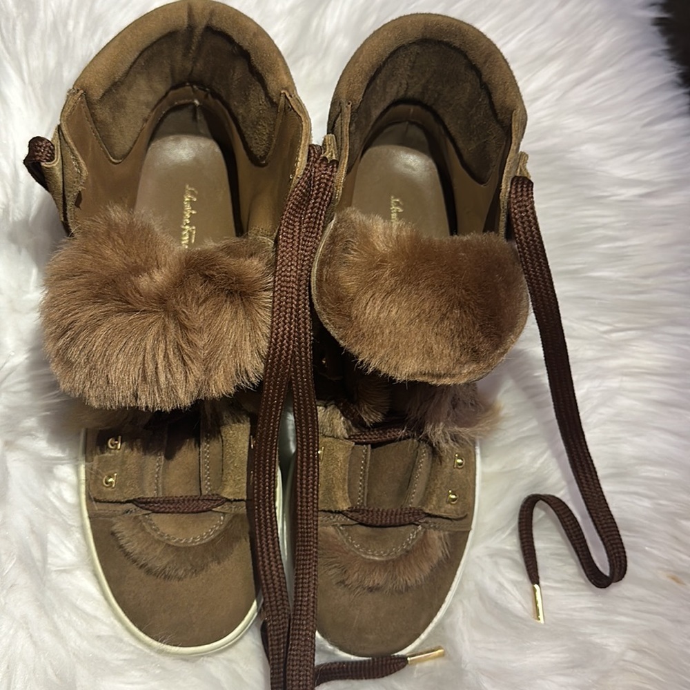 SALVATORE FERRAGAMO SOLDA SUEDE FUR SNEAKERS BOOTS